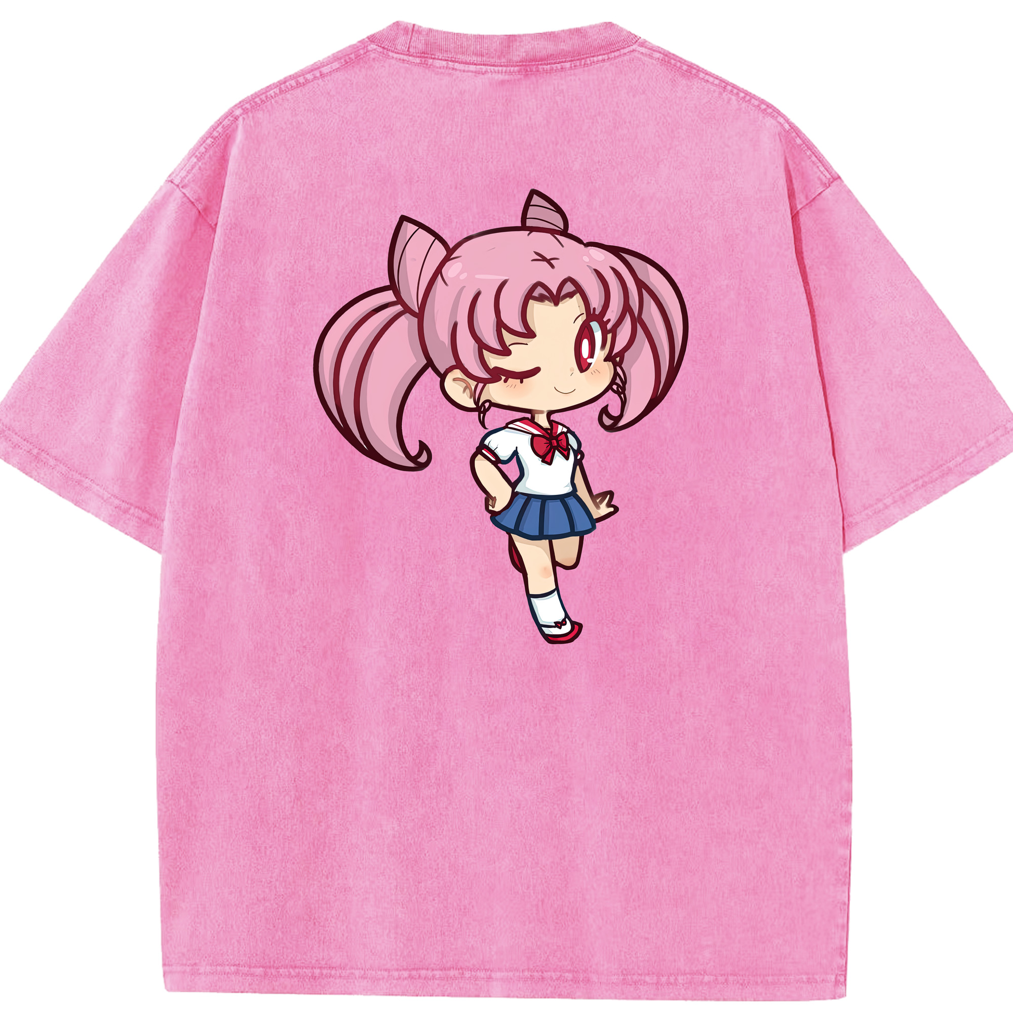 （画像用） 美少女戦士セーラームーン ちびうさ Sailor Moon Chibiusa Tsukino Usagi Small Lady Serenity 綿100% ヴィンテージ風 半袖Tシャツ（背面プリント）